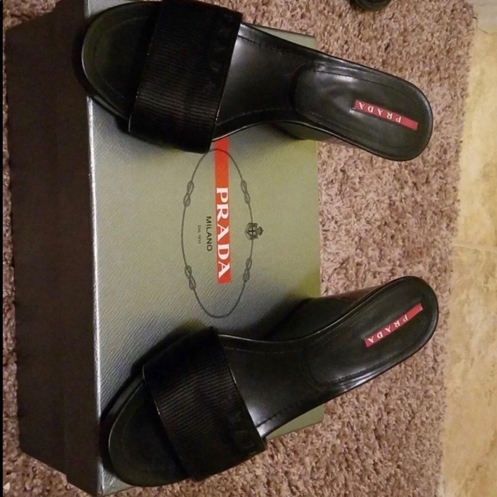 ❌🚫❌NOT FOR SALE!❌🚫❌ Authentic Black Prada Wedge - Picture 4 of 5